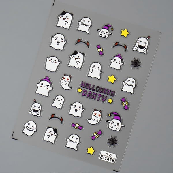 Halloween 5D Selvklæbende Negle Stickers - Sød Spøgelse