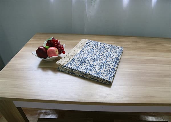Klassisk linned bomuld blå blomst trykt dug (100*140cm)