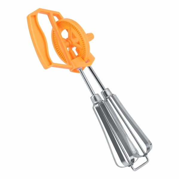 Manuell visp, äggvisp roterande handhållen äggvisp mixer köksredskap (orange)
