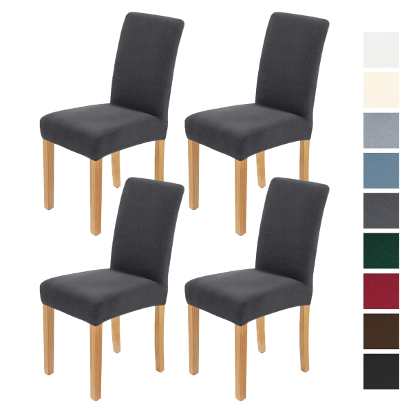 Elastiskt stolsöverdrag, stolsöverdrag stretch grå, stolsöverdrag 4-pack stretch avtagbart tvättbart stolsöverdrag hållbart universellt grey