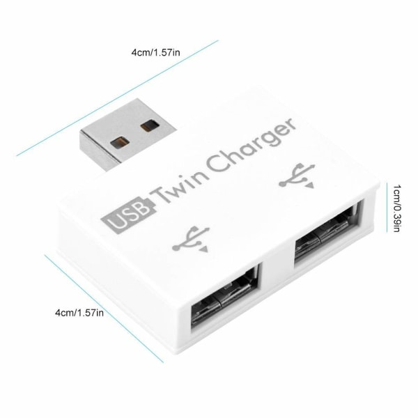 Mini USB-hub, 2-porters USB Twin Charger Splitter Adapter Kit, Aluminiumlegering + PC Liten / Bærbar / Robust / Holdbar Mini USB-hub for Lading