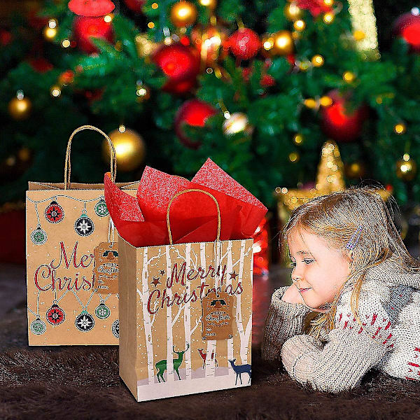 Storpack Presentpåsar Julklappspåse Julklappsförpackning Julgodispåsar Klassiska Julklappspåsar