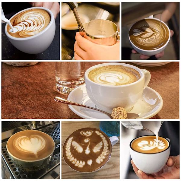 Espressomælkeskummerkande 20 OZ / 600 ml, rustfrit stål mælkeskummerkande med måleskala 600mml