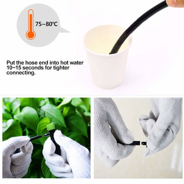 100 st bevattningssystem droppar, 1/4\" tum universell 360 graders justerbar bevattning dropp emittrar med anslutning passar 1/4 (4-7mm) rör