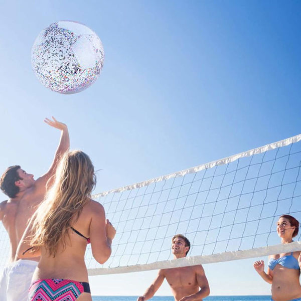 4-pack 16-tums uppblåsbara glitterstrandbollar konfettistrandbollar
