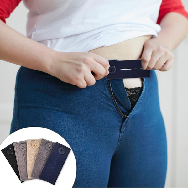 5 stycken elastiska midjeutvidgare för byxor, justerbara knapputvidgare för byxor, byxknapputvidgare, knappmidjeutvidgare