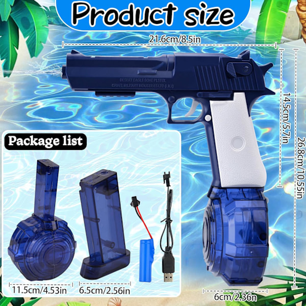Elektrisk vannpistol for voksne og barn | 32Ft rekkevidde automatiske vannpistoler 434Cc+58Cc stor kapasitet | Sterkeste vannsprayer vannsprøytepistoler