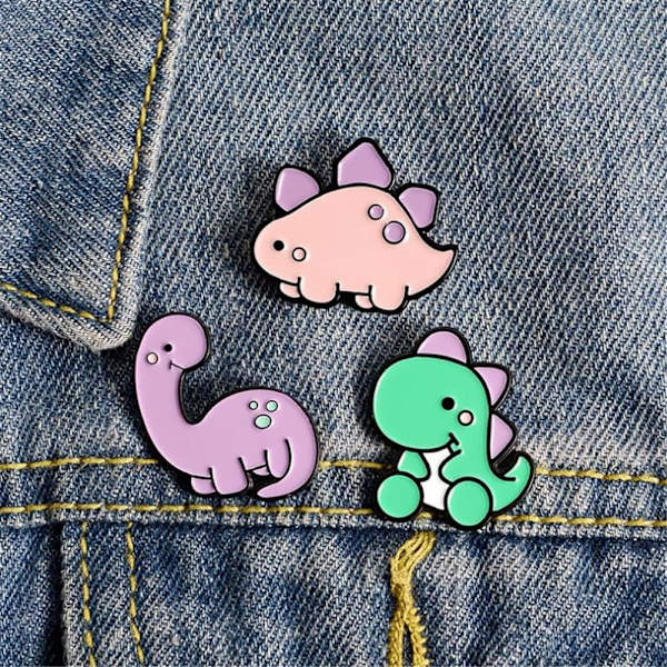 3 kpl Söpö Dinosaurus Rintaneula Emali Pinsi Eläin  Pinsisetti Dinosaurus Sarja Rintaneula Väri Rintaneula Lahja Pojille Lapsille Vaatteet Hattu Reput Tarvike