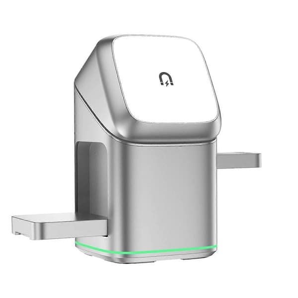 3-i-1 magnetisk trådløs lader elektrisk rotasjon LED pustelys for sølv