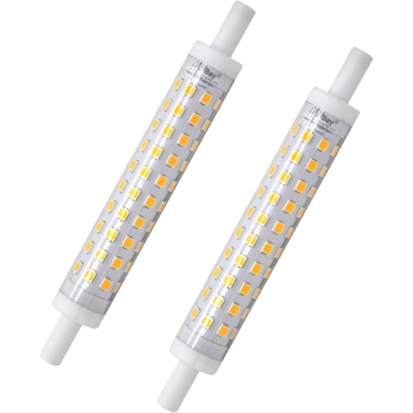2 pakke R7s LED-pærer, 118 mm, varm hvid, 3000K 230V AC