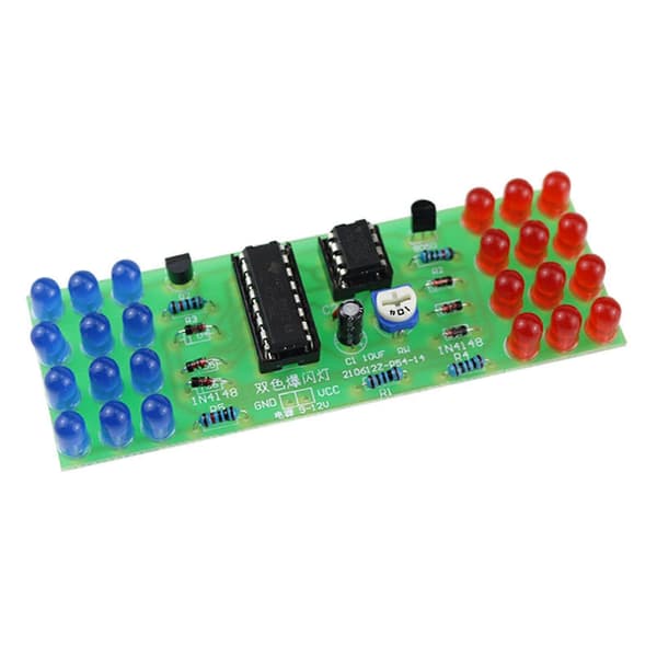 Rødt Blåt Dual-farve DIY Kit Strobe Elektronisk Sæt Blinkende Lys Komponenter