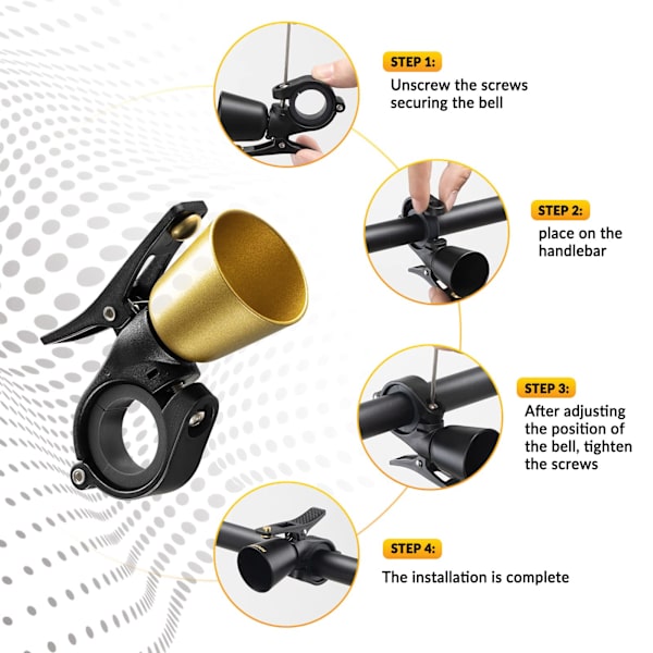 Cykelklocka, Hög Retro Cykelklocka Universal Koppar Legering Horn Vattenresistent Cykelklocka för Mountainbikes, Racercyklar, Guld gold