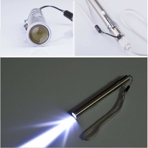 3 stk. USB Pen Light LED Lommelygte til Sygeplejersker, Rustfrit Stål Medicinsk Lommelygte Genopladelig Mini Lommelygte Håndholdt Penlight med Klip