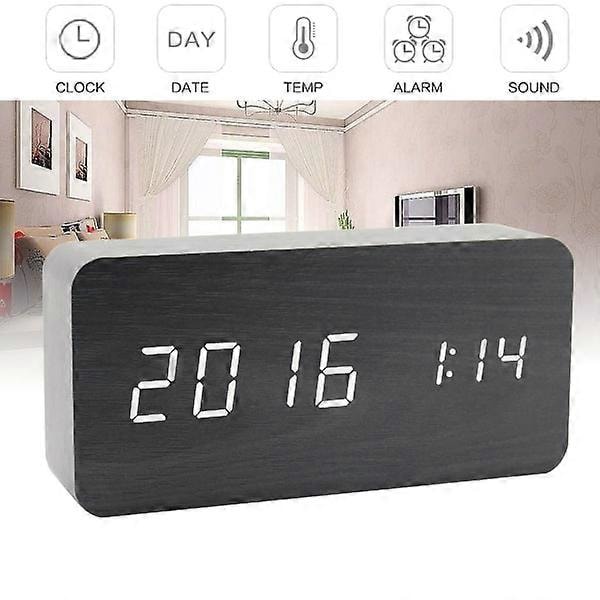 Digital LED-väckarklocka Svart