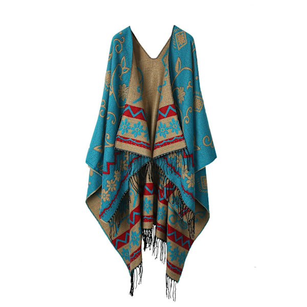 Kvinnors Poncho Cape Sjal Blommig Mönster