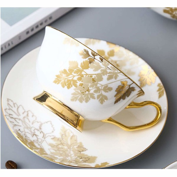 Keramisk kaffekop og underkop, high-end engelsk tekopp, hjem kaffekop, egnet til blomsterte, forskellige specialkaffe Kaffe/Tekop