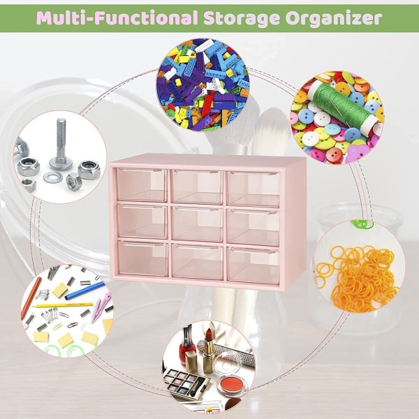 Mini plastlådorganisatör, organisering för kontorsmaterial, rosa