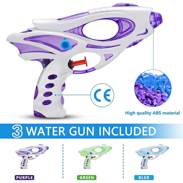 Vattenpistoler för barn, 3-pack Super Water Gun Soaker Small Cool Blaster Utomhus Strand Trädgård Leksak Pool Bad Party Vattenstrid Leksaker