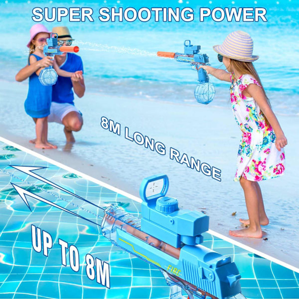 Elektrisk vattenpistol, manuell och automatisk länkage vattenpistol, ultralång räckvidd, stor kapacitet, ultralång standby, lämplig för sommarpoolpartyn B