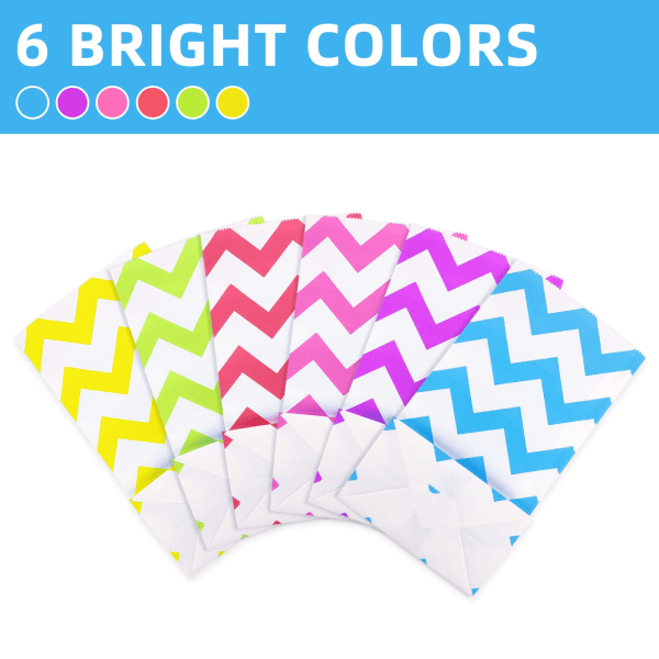 30 stk fargede papirfestposer, Kraft Wave gaveposer