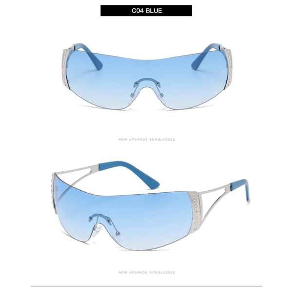 Trendy Y2K-innfatningssolbriller - for kvinner Menn Stilig rammeløse overdimensjonerte omslagsbriller Sykling Sport Shopping Utendørs