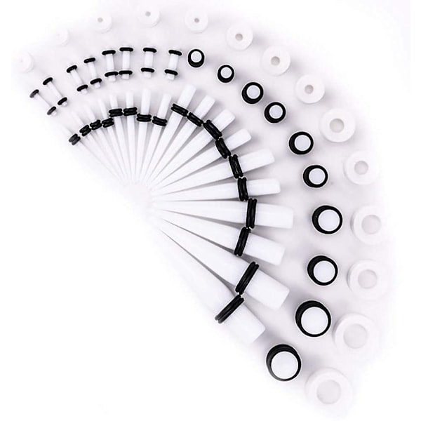 50 Pcs Ear Stretchers Stretchings Kit Ear Gauges Expander Set white