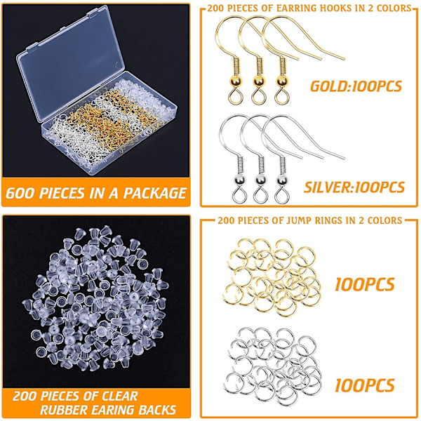 600 stk. 925 Sterling Sølv Ørekrog Øreringe Fremstilling Tilbehørssæt