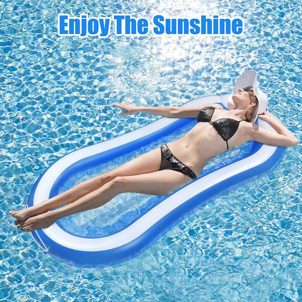 Pool Inflatables för vuxna, uppblåsbara pool flyter stol Mesh Vatten Hängmatta Pool Lounger