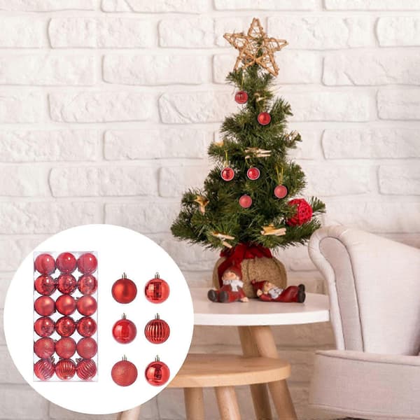 36 stk. Julekule Juletre Pynt Hjemmefest Dekor 3CM Red