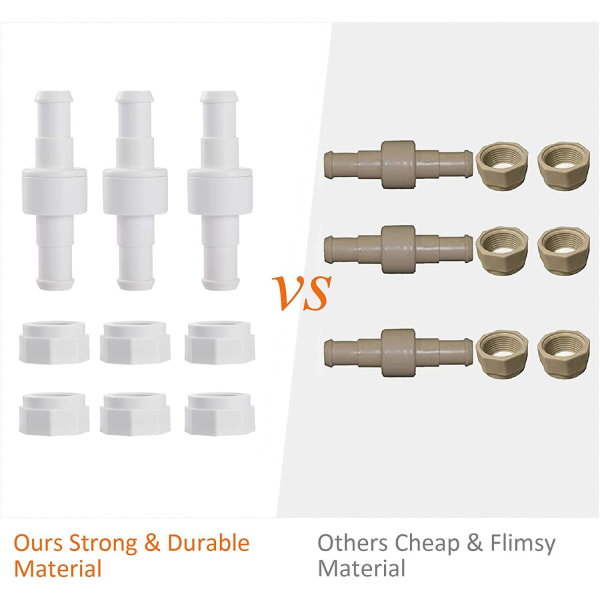 D20 kullager vridbar koppling för slang 3 st med 6 st D15 kraftmuttrar kompatibel med Zodiac Polaris 180 280 380 poolrengörare