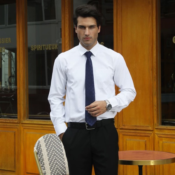 Ekstra langt stribet slips med firkantet sæt slips til mænd