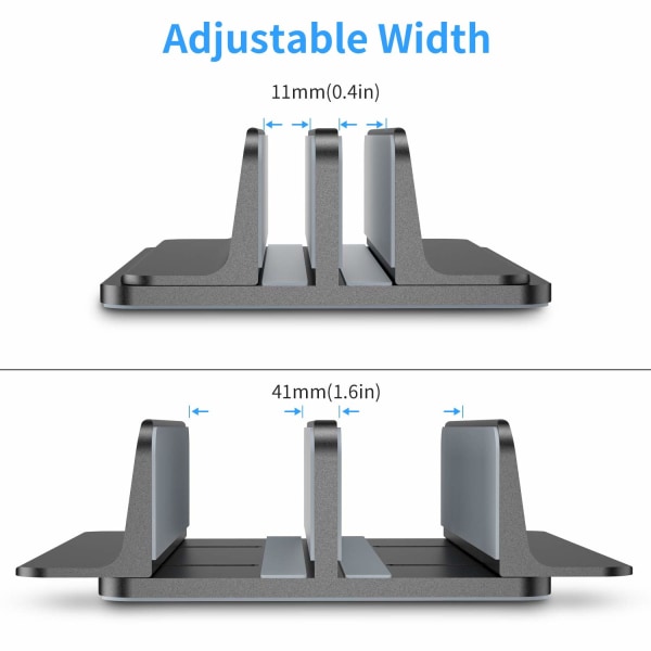 Double Vertical Laptop Stand,Aluminum Alloy Holder Grey