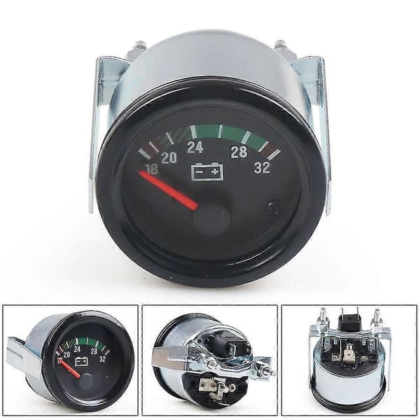 2\" 52mm Bil Voltmeter Pointer 12v / 24v Volt Måler Spændingsmåler Gult Lys Bilmåler