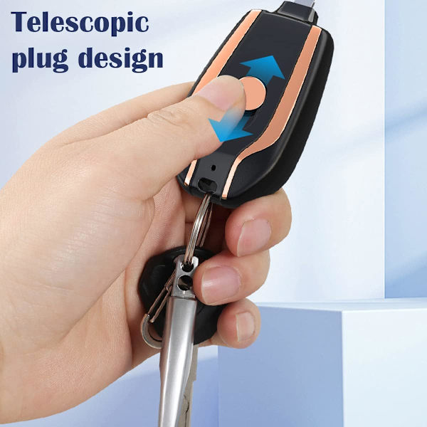 Nøglering Powerbank, 1500mah Mini Powerbank Oplader med Type-C, Holdbar Nøglering Telefonoplader Mini Power Nødoplader Sikker Lille Power
