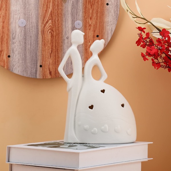 Romantisk par figurer gylden evig hjerte figur (A) white