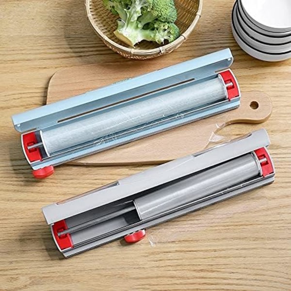 Foil Cutter for Kitchen Cling Film Dispenser with Magnet Wall Mounted Cling Film Cutter Click Cut Plastic ABS Cling Film Dispenser