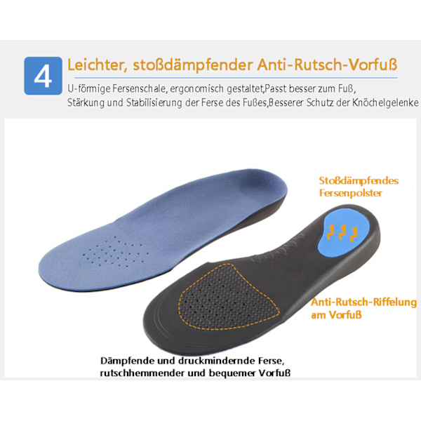 Hælsporeinnleggssåler, ortopediske innleggssåler, komfortable innleggssåler med høy buesupport, innleggssåler for plantar fasciitt, arbeidssko for menn og kvinner L