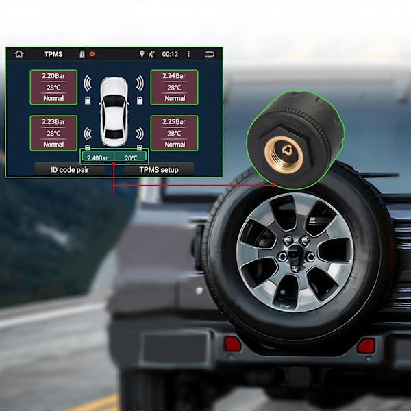 Automatiskt däcktrycksövervakningssystem för bil USB TPMS externa sensorer för navigation