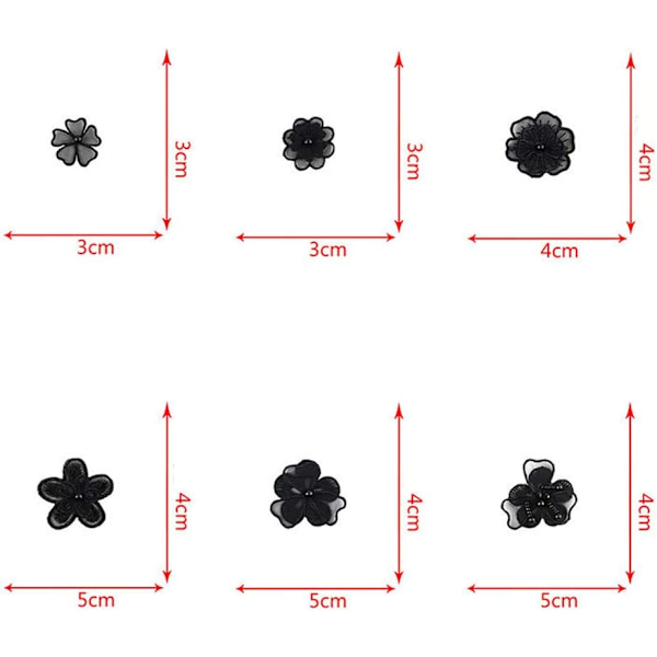 3D Blomsterbroderi Applikation Dekoration Patch 2Sæt/24Stykker