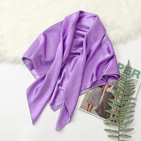 35in Sateng Hodeskjerf Vintage Firkant Skjerf Silkefølelse, Lilla purple