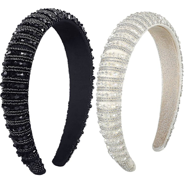 Krystall Rhinestone Hodebånd (2 stk, Svart, Hvit)
