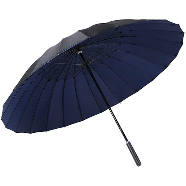 Stok Paraply Dobbelt Baldakin 24 Ribber Sol og Regn Dobbelt(Blå)