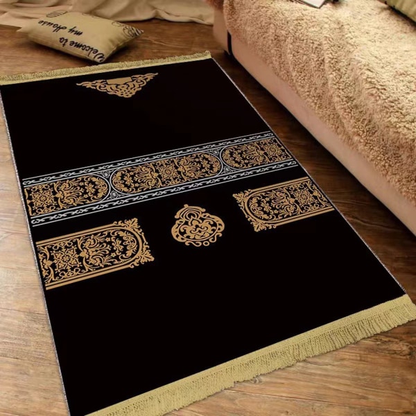 Tykt polstret muslimsk bønneteppe med dusker, tradisjonelle mønstre Islam Bønnematte Komfort Knegulvteppe Islamsk teppe Bønnematte Eid Ramadan-gave