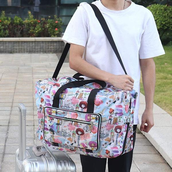 Stor hopfällbar duffel tote väska handbagage weekend övernattning reseväska över bagage med axelrem girl