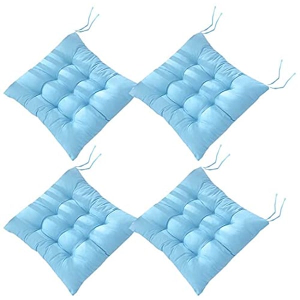 4 kpl pehmeät tuolipehmusteet, tuolinpehmusteet siteillä, tuolipehmusteet ruokasaliin puutarhapatiokeittiöön (40x40cm)A blue
