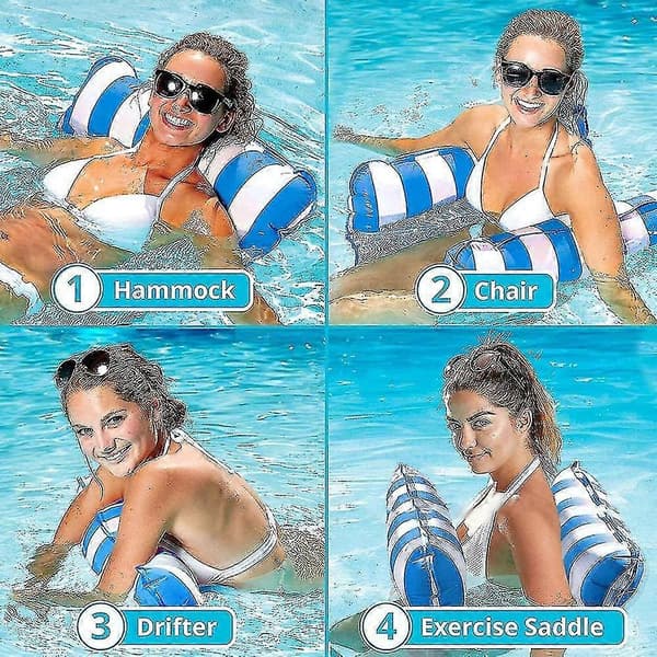 4-i-1 Premium Pool Float Hängmatta, Multifunktionell Uppblåsbar Hängmatta