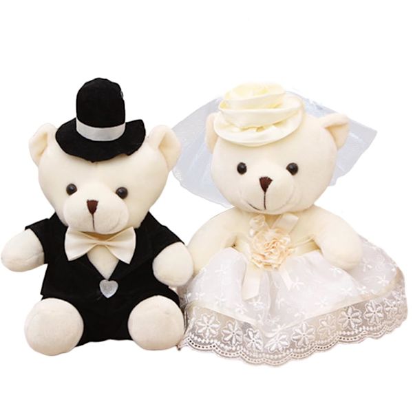2 stk. udsøgte bryllupsbamser 15 cm brud og gom bamse sæt bryllup og forlovelse bryllupsgaver