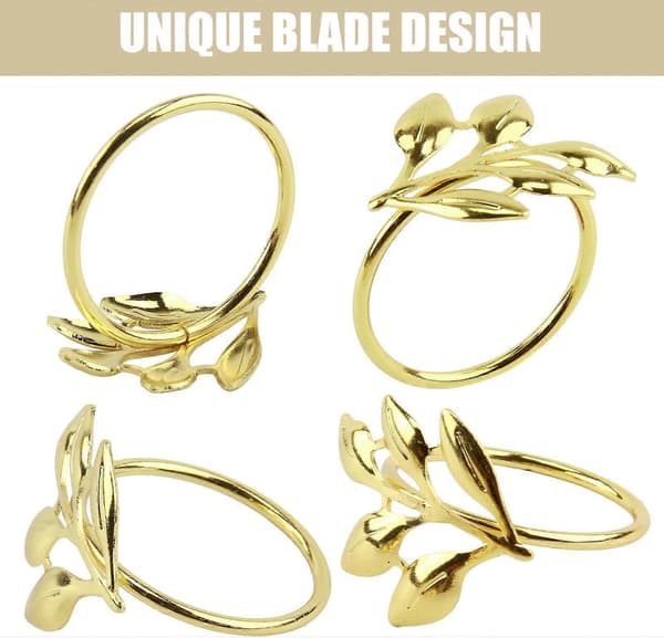 12 stk. servietringe, servietringe i zinklegering med blade