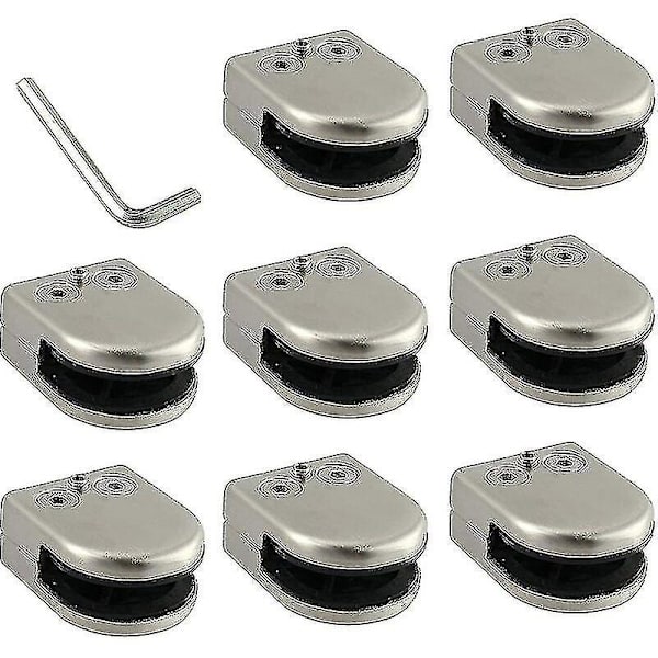 Lasiklipsut 8 kpl 6-8mm 304 Ruostumaton Teräs Lasiklipsu Tukikohta Tasainen Takaosa Kromattu Pinta Kaiteelle