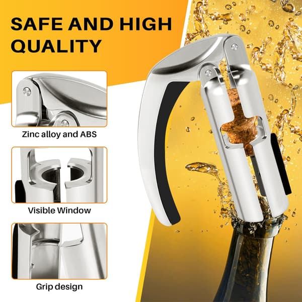 Champagneflaskeåpner, rustfritt stål vinflaskeåpner Sparkling Wine Cork Puller